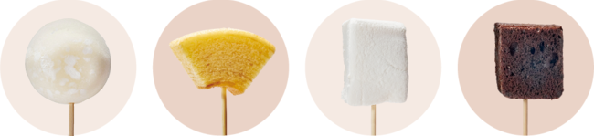 オリジナルスイーツ串は8種ご用意 オリジナルスイーツ串は8種ご用意