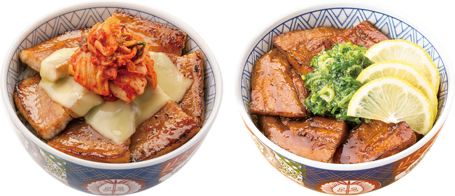 （左）キムチーズ豚丼（右）ねぎ塩レモン
