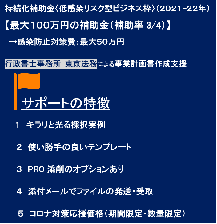 テンプレート 採択実例 持続化補助金低感染リスク型 事業計画書の書き方 行政書士事務所 東京法務のプレスリリース