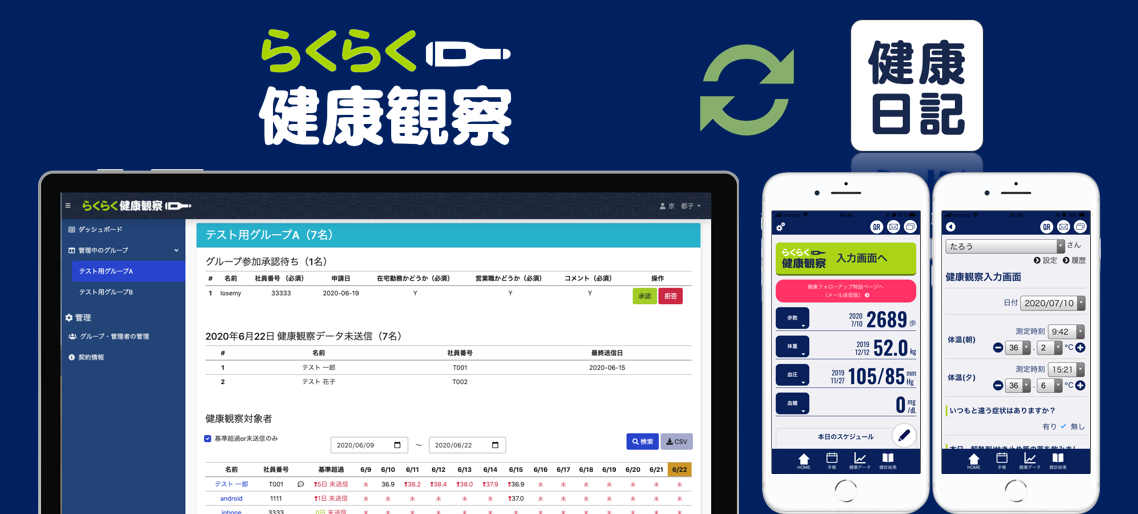 Withコロナの新常識 体温記録アプリ 管理サービスを無償提供 医療機関 自治体 学校等で利用急増中の体温記録アプリ 健康日記 連動の らくらく健康観察 を9月1日より無償提供 株式会社ヘルステック研究所のプレスリリース