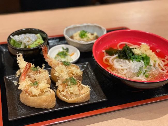 北陸の海老添えいなり＆うどん御膳