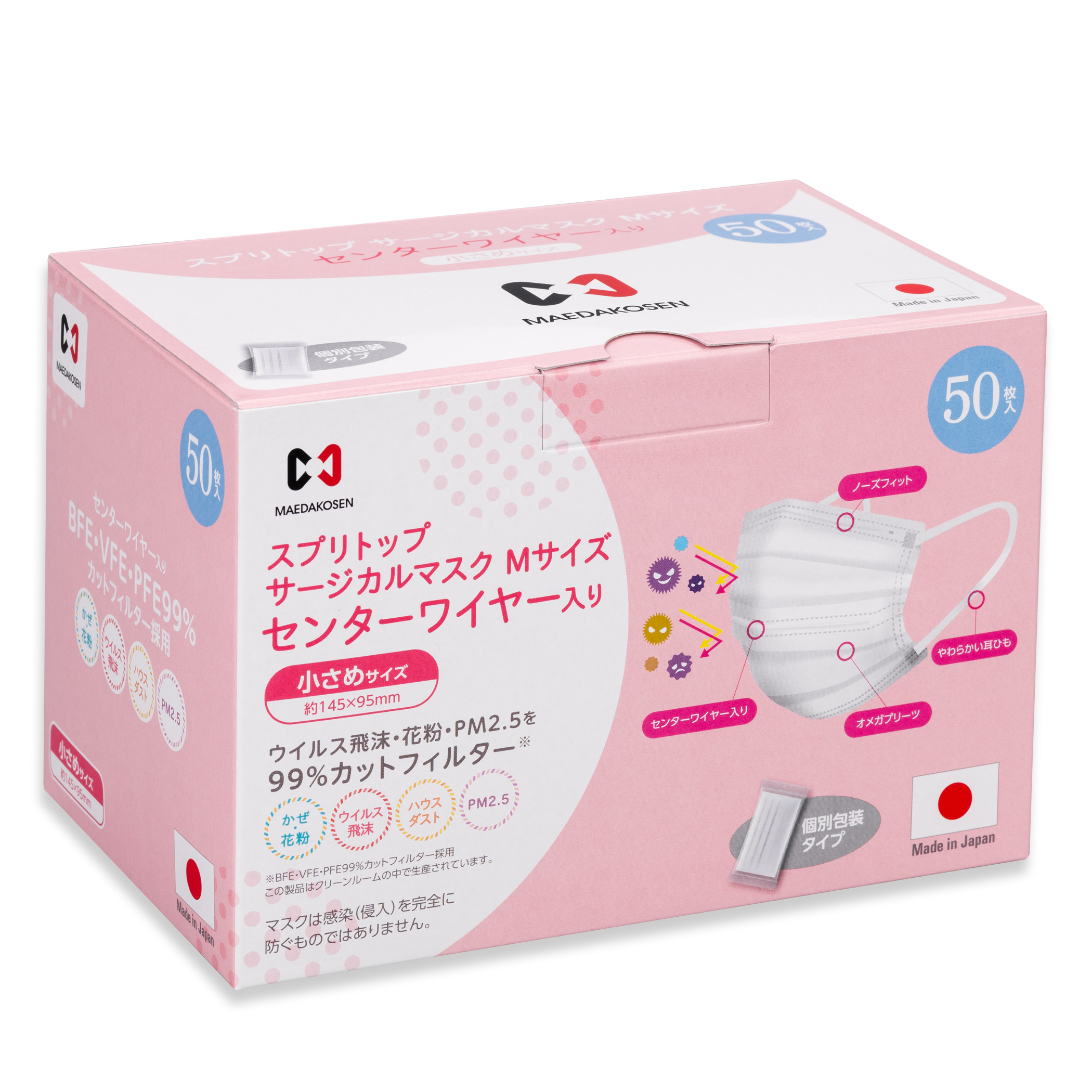 日本製小さめ不織布マスク 口元の空間をしっかりキープするセンターワイヤー入り 前田工繊 スプリトップサージカルマスク Mサイズ 小さめ 3 20 土 新発売 前田工繊株式会社のプレスリリース