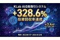 KLab、AI自動取引システムのバックテストで投資回収率 +328.6% 〜 シミュレーションでは10万$ が42.8万$ に〜