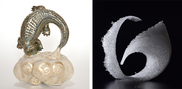 左：北浦真保「廻る和邇」　　右：加藤千佳「icy flow #8」