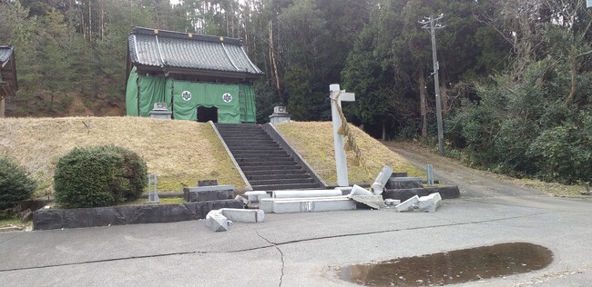 石川県七尾市瀬嵐・人麻呂社及び三島神社の被災状況　2024（令和6）年3月撮影　個人提供