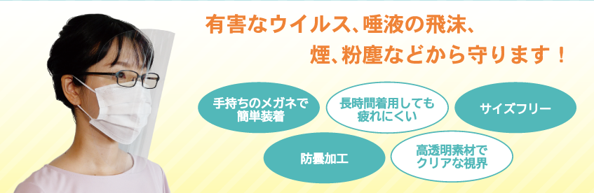 飛沫感染予防対策】メガネ装着型の高機能フェイスシールド 販売開始！｜株式会社サカエマークのプレスリリース