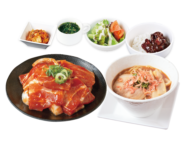 えび味噌ラーメン＆ポークチャップランチ（税込1,188円）ライス＆黒カレーバー、スープバー、サラダ、キムチ付