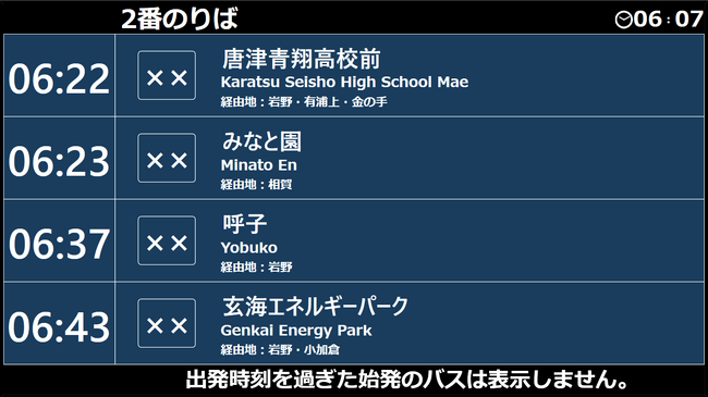 ＜発車案内表示イメージ＞