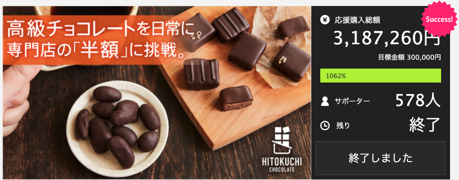 高級チョコレートを専門店の半額で がコンセプトの ひとくち Hitokuchi が Makuake マクアケ で応援購入金額チョコレート歴代 2位を達成 株式会社hitokuchiのプレスリリース 高級チョコレートを専門店の半額で がコンセプトの ひとくち Hitokuchi が Makuake マクアケ で応援購入金額チョコレート歴代 2位を達成 株式会社hitokuchiのプレスリリース