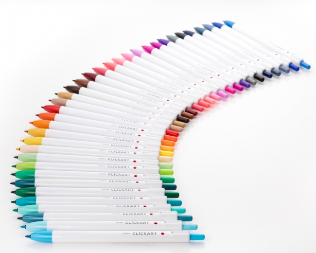 キャップがなくても乾かない 1 簡単にカラフルに書ける 新インクを搭載した36色のノック式水性カラーペン クリッカート 3月22日 金 発売 ゼブラ株式会社のプレスリリース