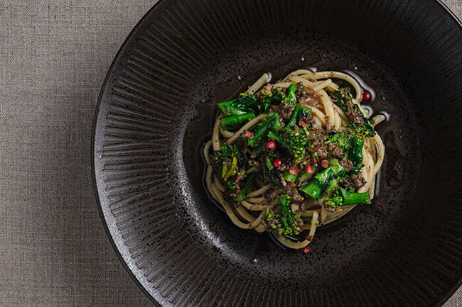 マッシュルームと菜の花のラグー