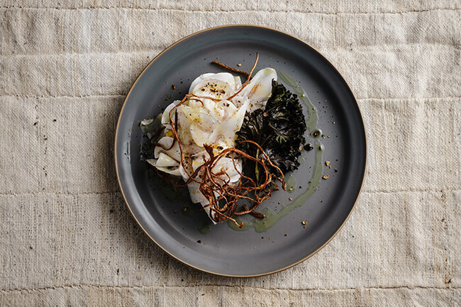 ひらひらマッシュルーム 揚げたり焼いたりした牛蒡とケール