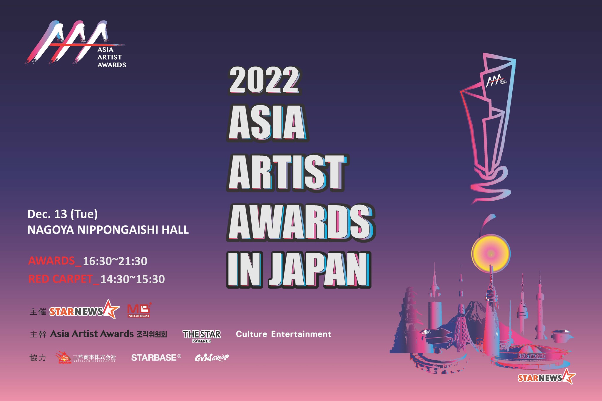 アジア最大級アワード「2022 Asia Artist Awards in Japan」 出演アーティスト発表 【第5弾】 アジアに轟くオール