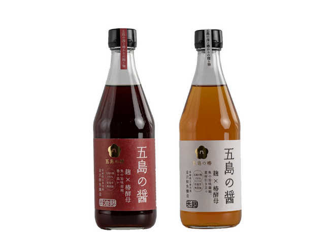 【左】「五島の椿・五島の醤-醤油麹-」500ml、【右】「五島の椿・五島の醤-米麹- 」500ml