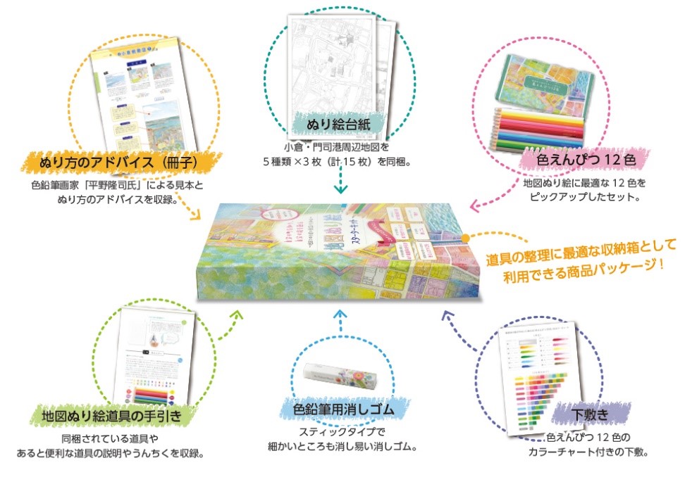 自分の町を知り 自分の街を創る 地図ぬり絵 スターターキット 小倉駅周辺 門司港 発売 株式会社ゼンリンのプレスリリース