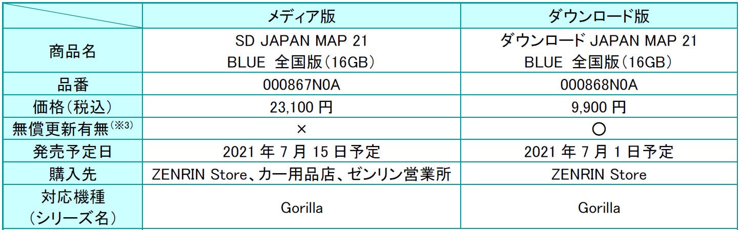 パナソニック製カーナビgorilla向け更新地図21年度版 Japan Map 21 を7月1日 木 から順次発売 株式会社ゼンリンのプレスリリース