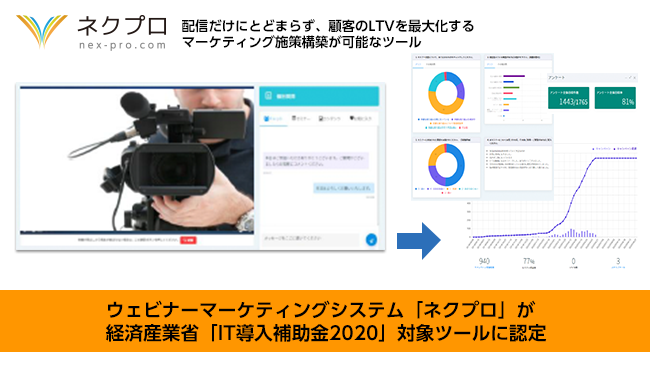 【11/2締め切り】ウェビナーマーケティングシステム「ネクプロ」が経済産業省「IT導入補助金2020」対象ツールに認定
