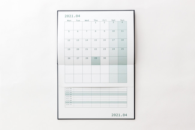 正方形のデザインにこだわった月別カレンダー