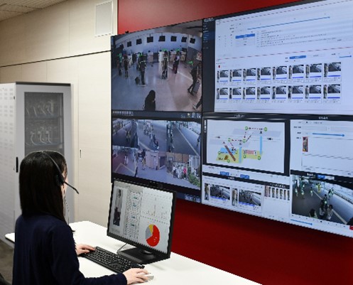 AI映像解析ソリューションを利用する監視センターのイメージ