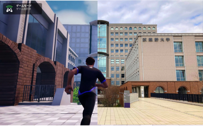 有明キャンパスを再現 （左がフォートナイト内の画面、右が実際のキャンパスの写真） ※この作品はEpic Gamesによりスポンサー、支援、または運営されるものではありません。