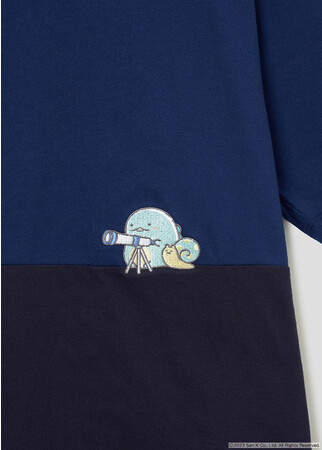 ビッグシルエット5分袖Tシャツ「星空さんぽ」刺繍デザイン
