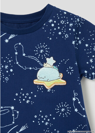 キッズAラインワンピース「星空さんぽ」刺繍デザイン