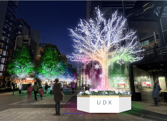 秋葉原の街を彩る、光り輝く希望の虹 UDX Illumination 2021｜NTTアーバンバリューサポート株式会社のプレスリリース