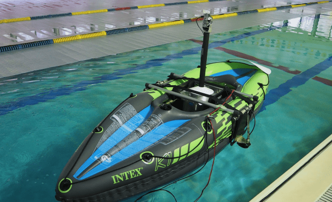 H2lとnttドコモの共同開発 水の抵抗感や揺れを遠隔で体感できるカヤックロボットが19 国際ロボット展で公開 H2lのプレスリリース