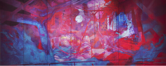 永井里枝「Night(52°3039.9”N, 13°2634.5”E, c.2X20)」 2020年 紙、ピグメント h2650 x w6650mm 永井里枝「Night(52°3039.9”N, 13°2634.5”E, c.2X20)」 2020年 紙、ピグメント h2650 x w6650mm