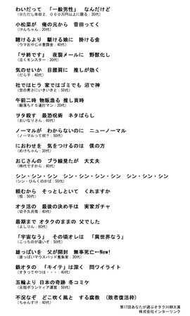 推し貢時 沼で神 サ終 雄っぱい 異世界なう 最期までオタク 最終選考を通過した句決定 第17回オタク 川柳大賞 投票受付開始 株式会社インターリンクのプレスリリース