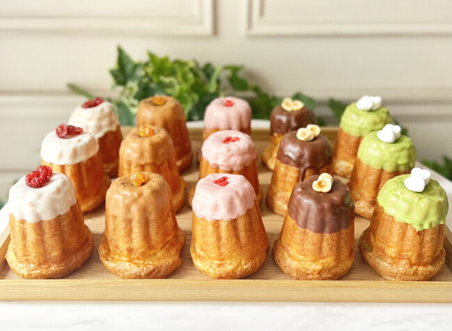 左から、「カスタード」、「アールグレイ」、「白桃」、「チョコ」、「抹茶」 左から、「カスタード」、「アールグレイ」、「白桃」、「チョコ」、「抹茶」