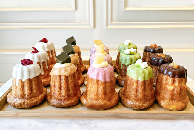 左からカスタード、アールグレイ、白桃、抹茶、チョコ