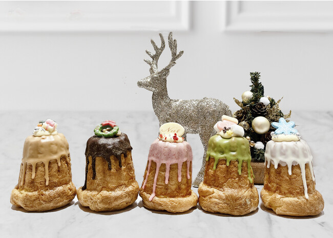 左からアールグレイ、チョコ、いちご、抹茶、カスタード 左からアールグレイ、チョコ、いちご、抹茶、カスタード