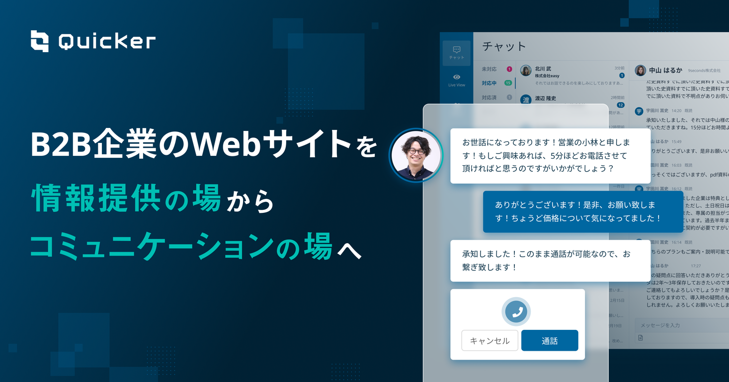 B2B企業のWebサイトを見込み顧客との「コミュニケーションの場」へ変えるWeb営業・訪問者分析プラットフォーム「Quicker（クイッカー）」のβ版をローンチ