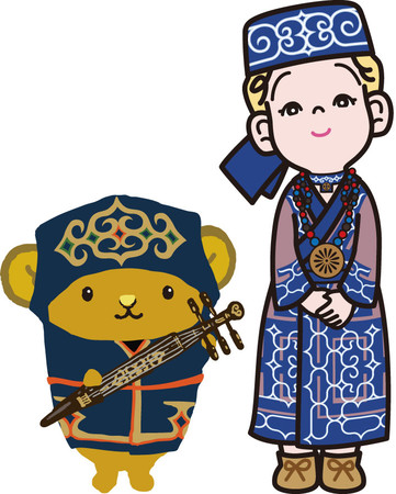 北海道観光PRキャラクター、キュンちゃん（左）と髙島屋のローズちゃん