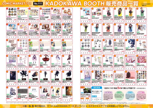 12/30・31はコミックマーケット101】ＫＡＤＯＫＡＷＡブース販売商品を