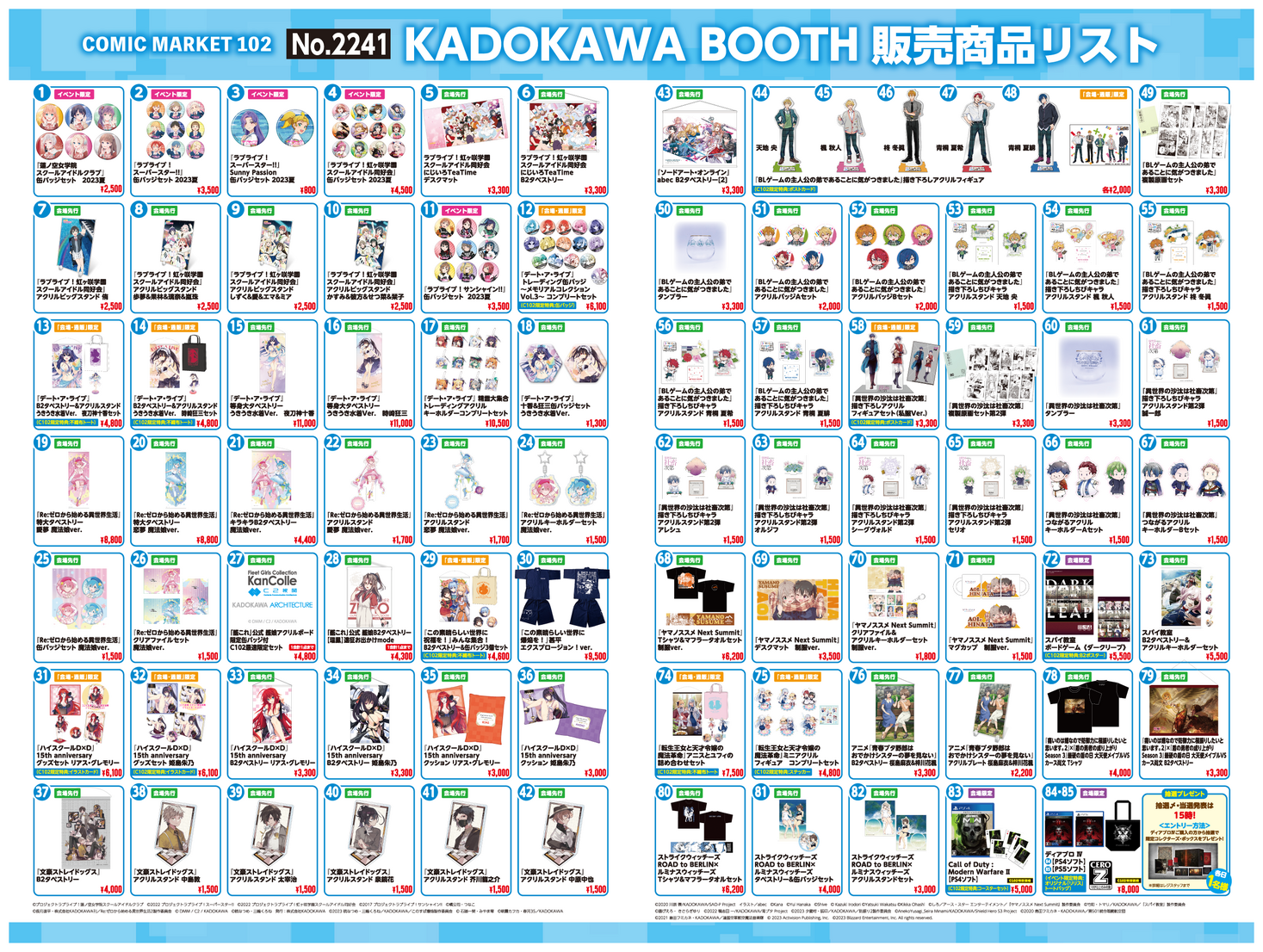 【8/12・13はコミックマーケット102】ＫＡＤＯＫＡＷＡブースの全 