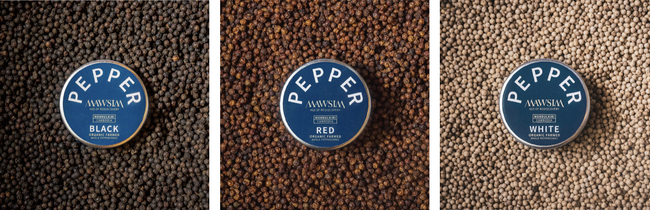 左からMAWSIM PEPPER BLACK、RED、WHITE