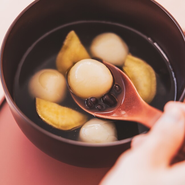 こだわり抜いた食材で作った蜜芋尽くしのぜんざいです こだわり抜いた食材で作った蜜芋尽くしのぜんざいです
