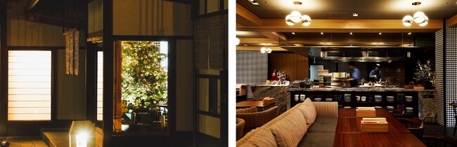 (写真左)もみの木のクリスマスツリーが店内を明るく彩ります(写真右)オープンキッチンで活気のあるKYOTO BISTROでは1日を通してお食事をお楽しみいただけます。 (写真左)もみの木のクリスマスツリーが店内を明るく彩ります(写真右)オープンキッチンで活気のあるKYOTO BISTROでは1日を通してお食事をお楽しみいただけます。
