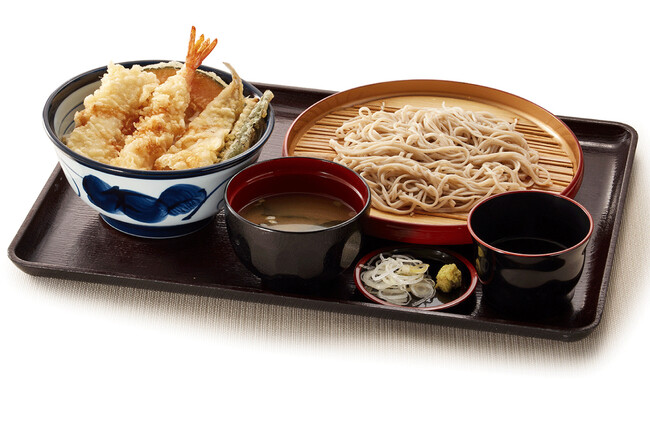 天丼 小そば（小うどん）セット 840円　※麺はそばまたはうどんの温・冷が選べます