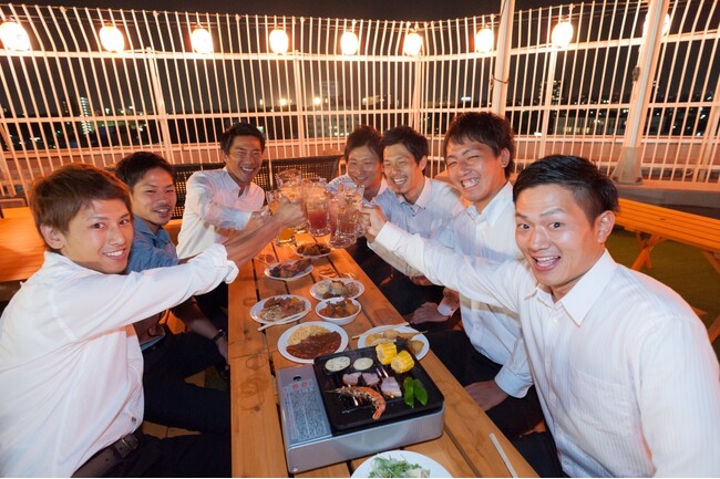 ビアガーデンで乾杯