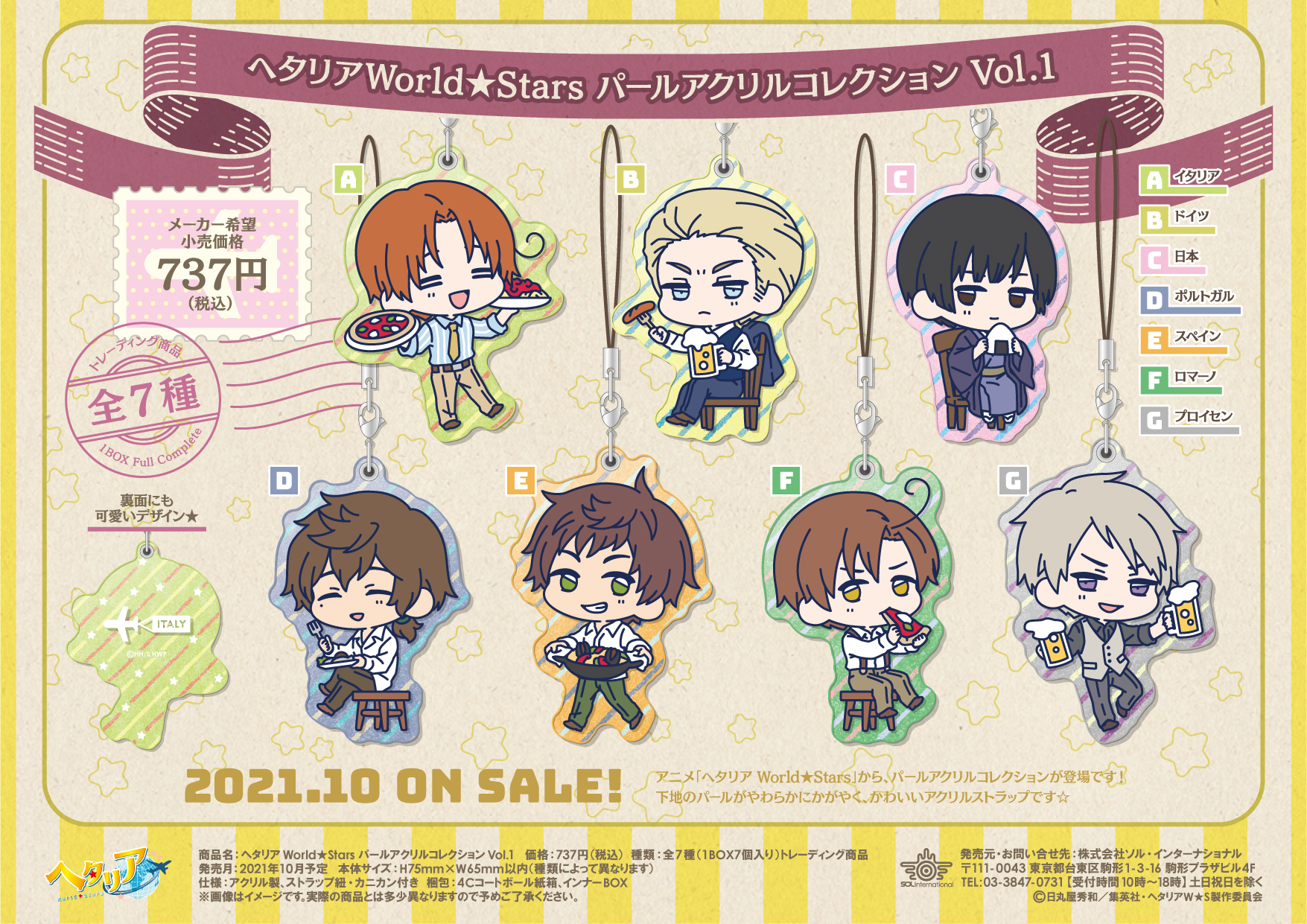 アニメ 漫画専門ecサイトであるanimo アニモ にて ヘタリア World Stars パールアクリルコレクション Vol 1 1boxが新発売 ７月2日より予約販売開始 株式会社リアライズのプレスリリース