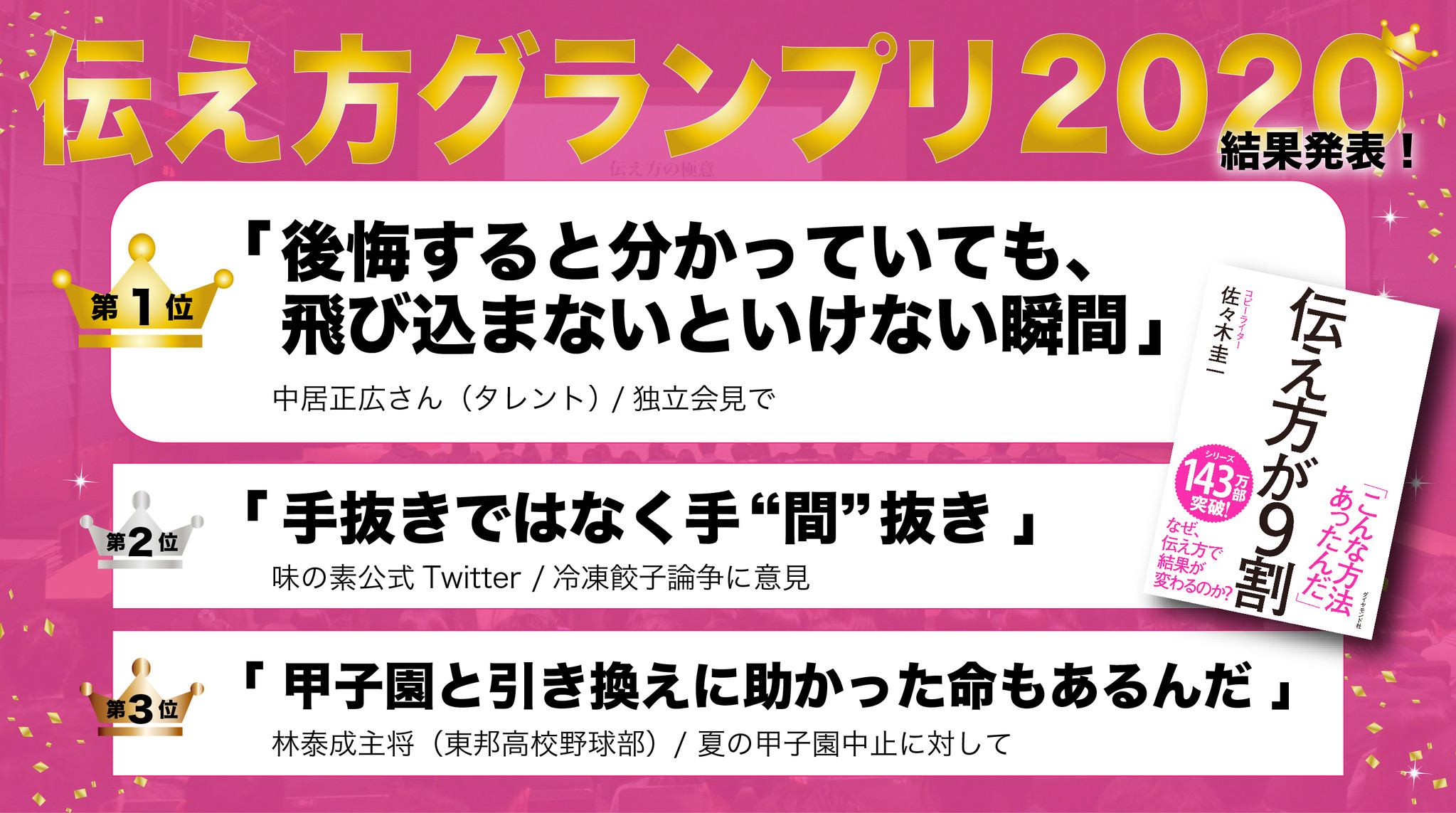 コトバで2020年を振り返る！『伝え方が９割』著者が今年のベスト10を発表
