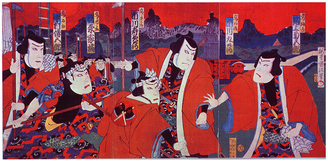 明治初期の歌舞伎の傑作『盲長屋梅加賀鳶（めくらながやうめがかがとび）』の錦絵