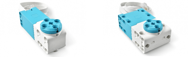 （左：レゴ テクニック Mアンギュラーモーター、右：レゴ テクニック Lアンギュラーモーター）