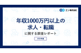 「年収1000万円以上の求人・転職」実態調査。1000万円以上の求人、75％が「増加」。2019年より20ポイント上昇。ターゲットの中心層は「40代」、求められる能力は「事業課題の発見・戦略策定力」。