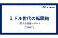ミドル世代の「転職の軸」調査。転職軸、1位は「仕事内容」。2位「年収アップ」と23ポイントの開き。待遇など条件面がきっかけになるケースも多い一方、30代～50代の約3割が「人間関係」がきっかけと回答。