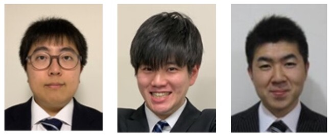 (左から)山城寿樹大学院生、徳重慶祐大学院生、阿部匠講師 (左から)山城寿樹大学院生、徳重慶祐大学院生、阿部匠講師