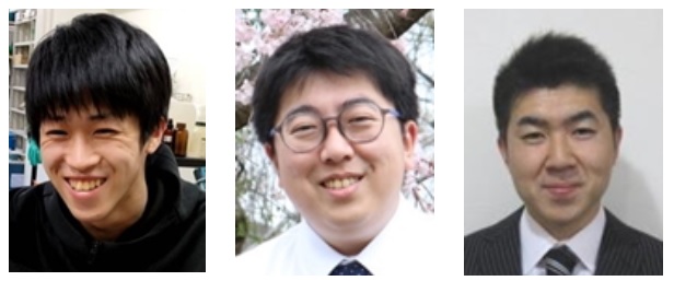（左から）杉立一真 院生、山城寿樹 博士（現 北海道医療大学薬学部助教）、阿部匠 講師